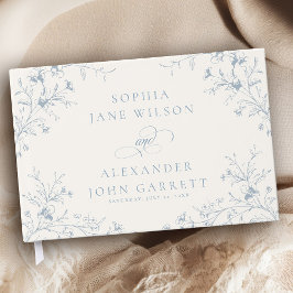Elegant Dusty Blue Floral Garden Wedding Gastenboek