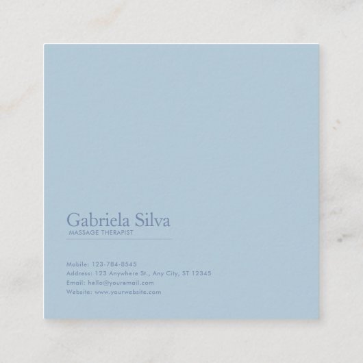 Elegant Dusty Blue Floral Gold Frame Rose Garden Vierkante Visitekaartje (Achterkant)