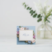 Elegant Dusty Blue Floral Gold Frame Rose Garden Vierkante Visitekaartje (Staand voorkant)