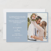 Elegant Dusty Blue Floral Greenery Photo Bedankkaart (Achterkant)