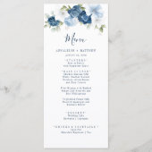 Elegant Dusty Blue Floral Greenery Wedding Menu (Voorkant)