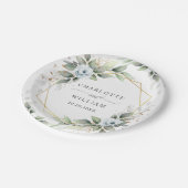 Elegant Dusty Blue Floral Greenery Wedding Papieren Bordje (Gekanteld)