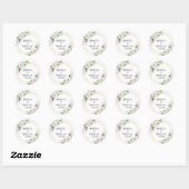 Elegant Dusty Blue Floral Greenery Wedding Ronde Sticker (Vel)