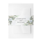 Elegant Dusty Blue Floral Greenery Wedding Uitnodigingen Wikkel (Voorkant Voorbeeld)