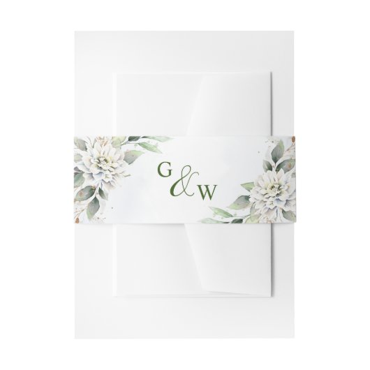 Elegant Dusty Blue Floral Greenery Wedding Uitnodigingen Wikkel (Voorkant Voorbeeld)