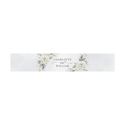 Elegant Dusty Blue Floral Greenery Wedding Uitnodigingen Wikkel (Vlak)
