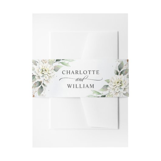 Elegant Dusty Blue Floral Greenery Wedding Uitnodigingen Wikkel (Voorkant Voorbeeld)