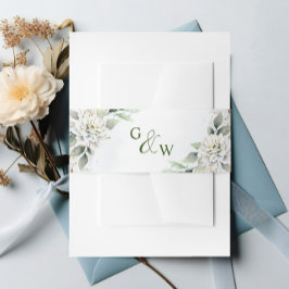 Elegant Dusty Blue Floral Greenery Wedding Uitnodigingen Wikkel