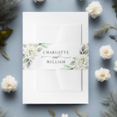 Elegant Dusty Blue Floral Greenery Wedding Uitnodigingen Wikkel