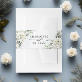 Elegant Dusty Blue Floral Greenery Wedding Uitnodigingen Wikkel