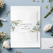 Elegant Dusty Blue Floral Greenery Wedding Uitnodigingen Wikkel