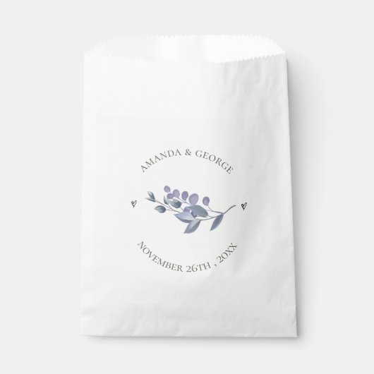 Elegant Dusty Blue Floral Heart Wedding Bedankzakje (Voorkant)