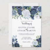 Elegant Dusty Blue Floral Kaart (Voorkant)
