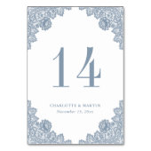 Elegant Dusty Blue Floral Lace Wedding Kaart (Achterkant)