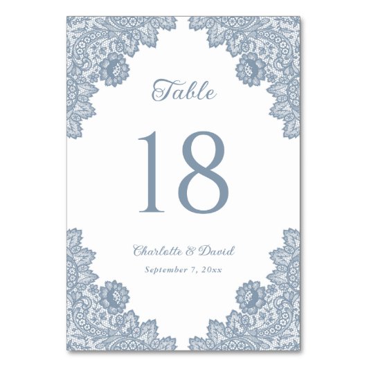 Elegant Dusty Blue Floral Lace Wedding Kaart (Voorkant)