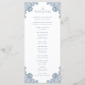 Elegant Dusty Blue Floral Lace Wedding Programmakaart (Achterkant)