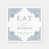 Elegant Dusty Blue Floral Lace Wedding Servet (Voorkant)