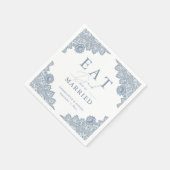 Elegant Dusty Blue Floral Lace Wedding Servet (Hoek)
