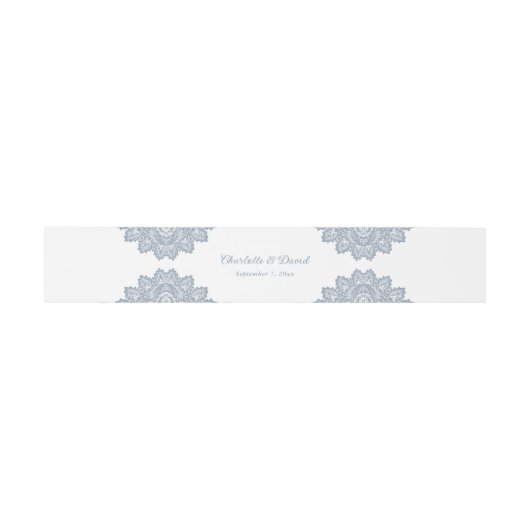 Elegant Dusty Blue Floral Lace Wedding Uitnodigingen Wikkel (Vlak)