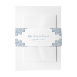 Elegant Dusty Blue Floral Lace Wedding Uitnodigingen Wikkel