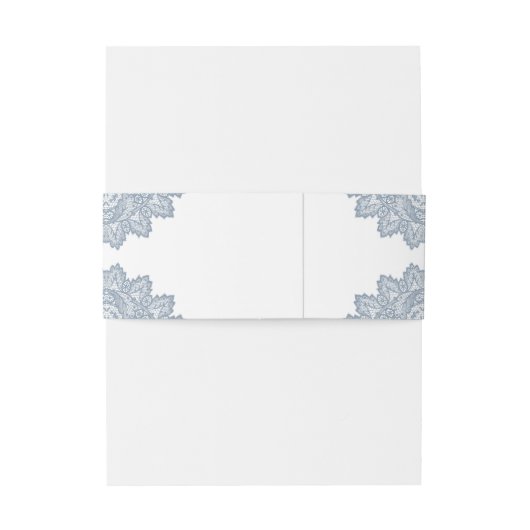 Elegant Dusty Blue Floral Lace Wedding Uitnodigingen Wikkel (Achterkant Voorbeeld)