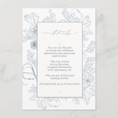 Elegant Dusty Blue Floral Line Art Wedding Details Informatiekaartje (Voorkant)