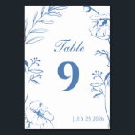 Elegant Dusty Blue Floral Line Art Wedding Kaart<br><div class="desc">Guide your guests to their seats in style with this elegant dusty blue floral line art wedding table number card. Featuring delicate fine art botanical illustrations framing clean, modern typography, this design effortlessly brings a touch of timeless luxury and minimalist sophistication to your reception decor. Easily customize the table number...</div>