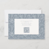 Elegant Dusty Blue Floral Line Art Wedding RSVP Kaartje (Achterkant)
