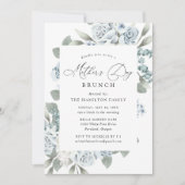 Elegant Dusty Blue Floral Moederdag Brunch Kaart (Voorkant)