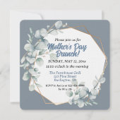 Elegant Dusty Blue Floral Moederdag Brunch Kaart (Voorkant)