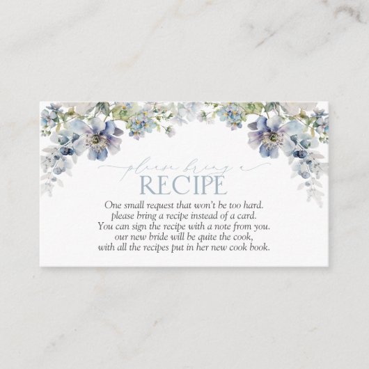 Elegant Dusty Blue Floral Neem een recept mee Informatiekaartje (Voorkant)