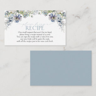 Elegant Dusty Blue Floral Neem een recept mee Informatiekaartje
