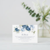 Elegant Dusty Blue Floral QR Code Bruiloft Details Informatiekaartje (Staand voorkant)
