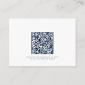 Elegant Dusty Blue Floral QR Code Bruiloft Details Informatiekaartje (Achterkant)