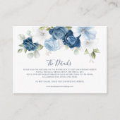 Elegant Dusty Blue Floral QR Code Bruiloft Details Informatiekaartje (Voorkant)