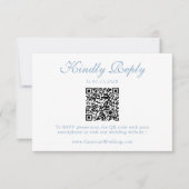 Elegant Dusty Blue Floral QR Code Wedding RSVP (Voorkant)