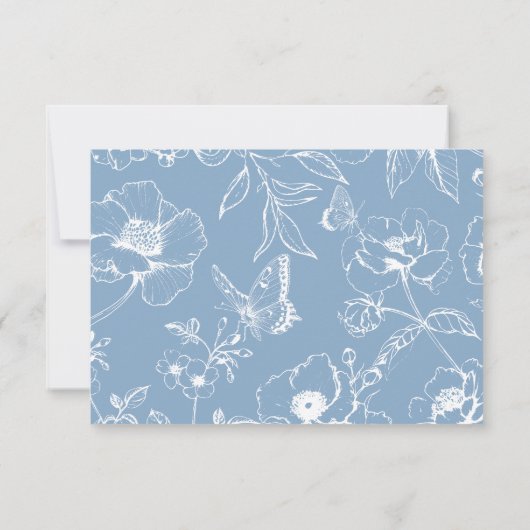 Elegant Dusty Blue Floral QR Code Wedding RSVP  (Achterkant)