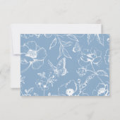 Elegant Dusty Blue Floral QR Code Wedding RSVP  Kaartje (Achterkant)