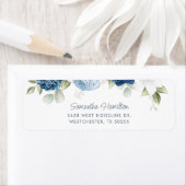 Elegant Dusty Blue Floral Return Address Etiket (Insitu)