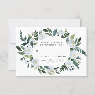 Elegant Dusty Blue Floral Rustic Garden Wedding RSVP Kaartje