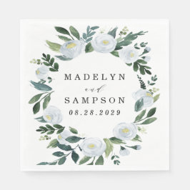 Elegant Dusty Blue Floral Rustic Garden Wedding Servet