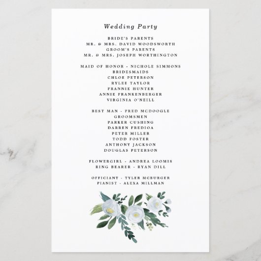 Elegant Dusty Blue Floral Rustic Wedding Programs (Achterkant)