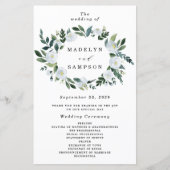 Elegant Dusty Blue Floral Rustic Wedding Programs (Voorkant)