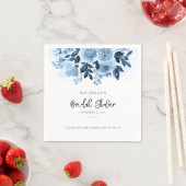 Elegant Dusty Blue Floral Script Vrijgezellenfeest Servet (Insitu)