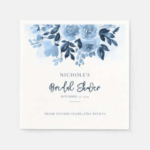 Elegant Dusty Blue Floral Script Vrijgezellenfeest Servet