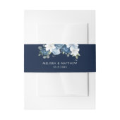 Elegant Dusty Blue Floral Script Wedding Uitnodigingen Wikkel (Voorkant Voorbeeld)