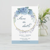 Elegant Dusty Blue Floral sla de datum op Kaart (Staand voorkant)