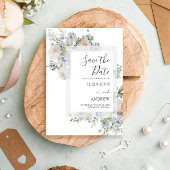Elegant Dusty Blue Floral sla de datum op Save The Date