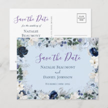 Elegant Dusty Blue Floral sla de datum op