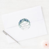 Elegant Dusty Blue Floral Square Border Wedding Ronde Sticker (Envelop)